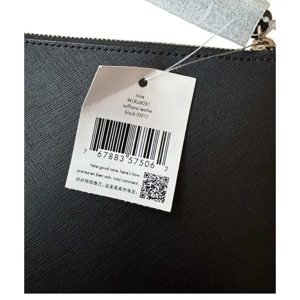 Kate Spade New York 'Tinie' black Saffiano leather zip-top wristlet